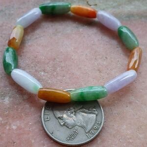 Certified 3 Color Burma Natural A JADE Jadeite Beads Bangle Bracelet 手链